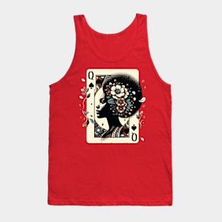 Black Queen Poker Tarot Card Pride History African American Tank Top